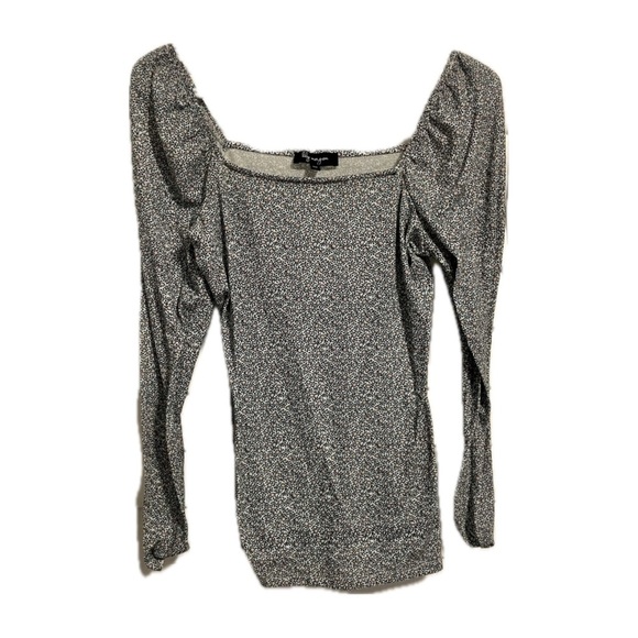 Square Neck Long Sleeve Top with Flower Details - Picture 1 of 3